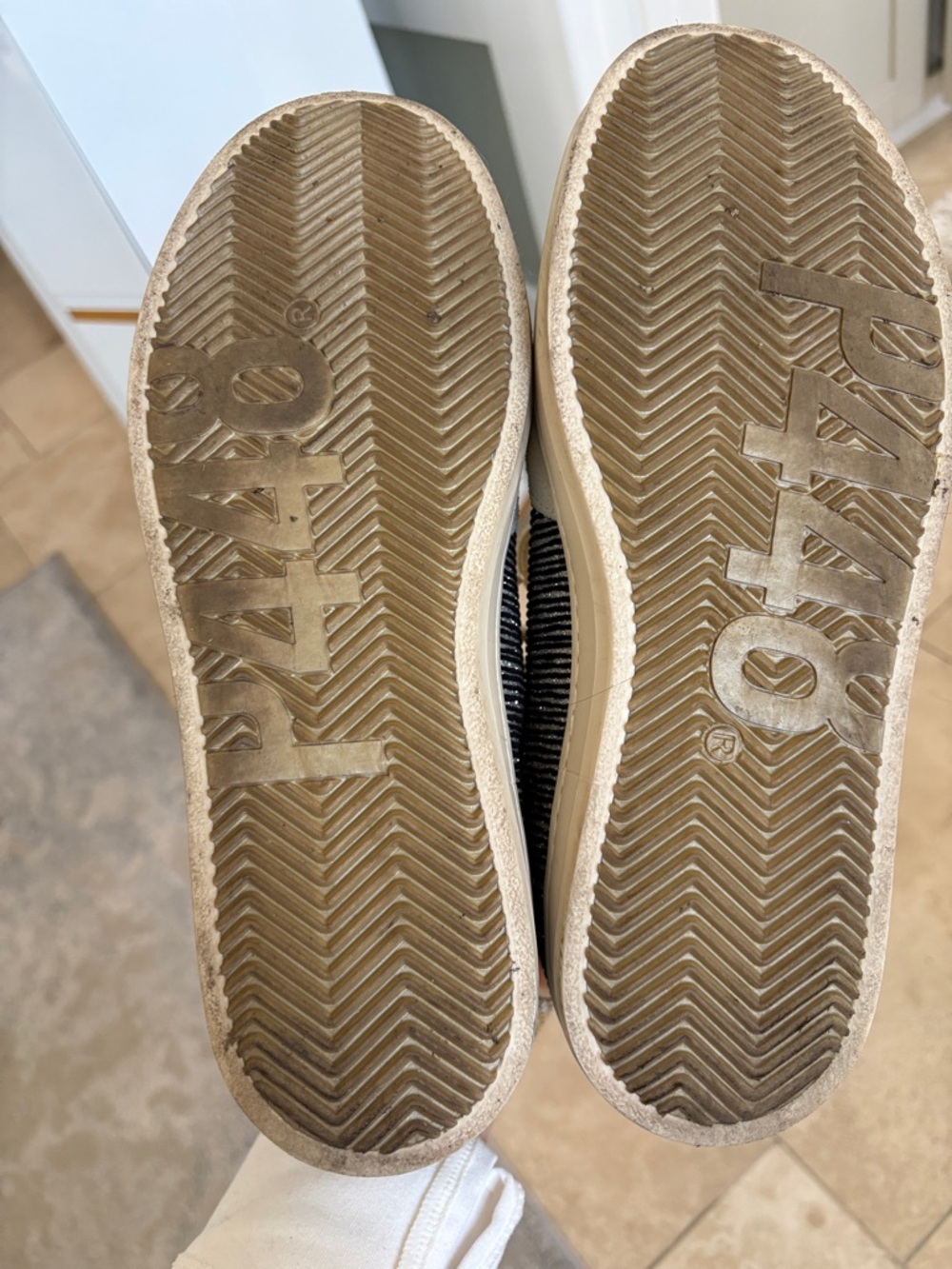 P448 Women’s Low-Top Sneakers in Beige and Black - Picture 3 of 5